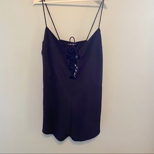Motel Rocks Black Jostein Playsuit Romper Lace Up Size Large New